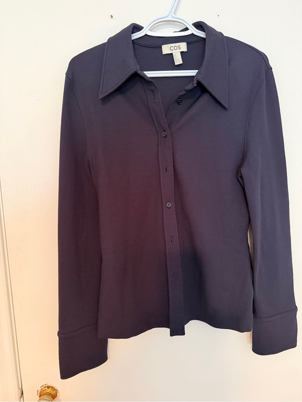 COS Women's Navy Button-Front Long-Sleeve Shirt